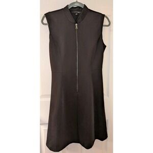 Elie Tahari Design Nation Black Contempoary Scuba Look Zip Front Dress Sz 6 Cool